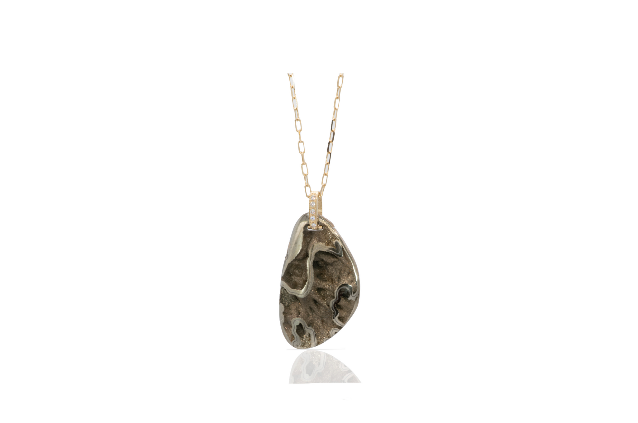 Pyrite Ammonite Necklace with Pave Bail