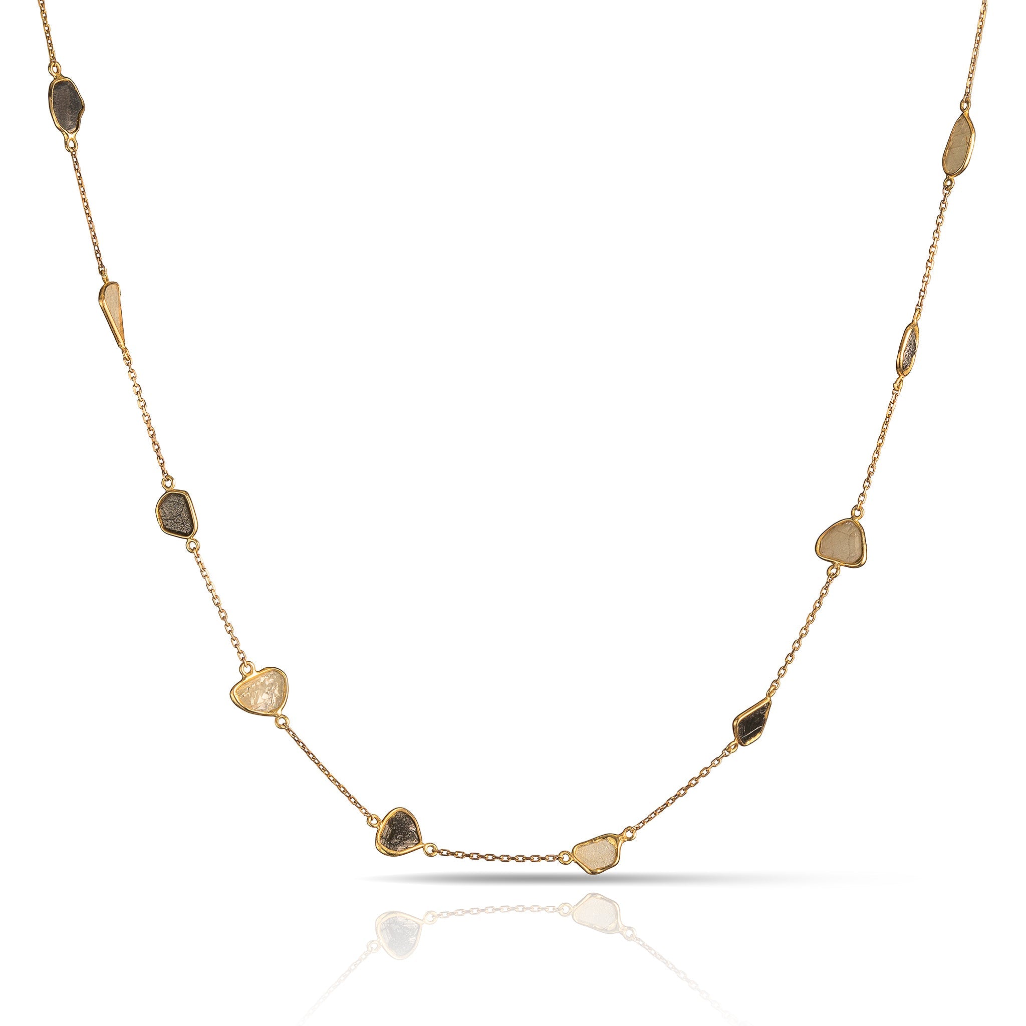 Sliced Brown Diamond 18k Gold Necklace 
