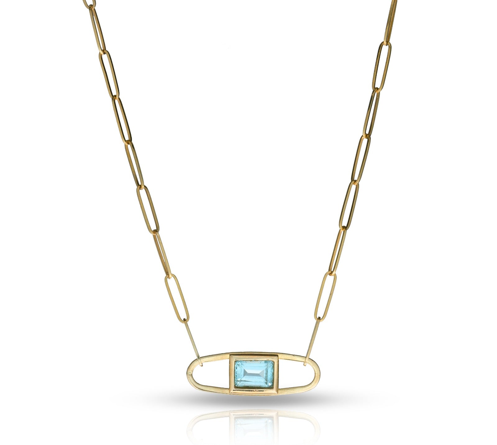 Blue Topaz Signature Paperclip Necklace