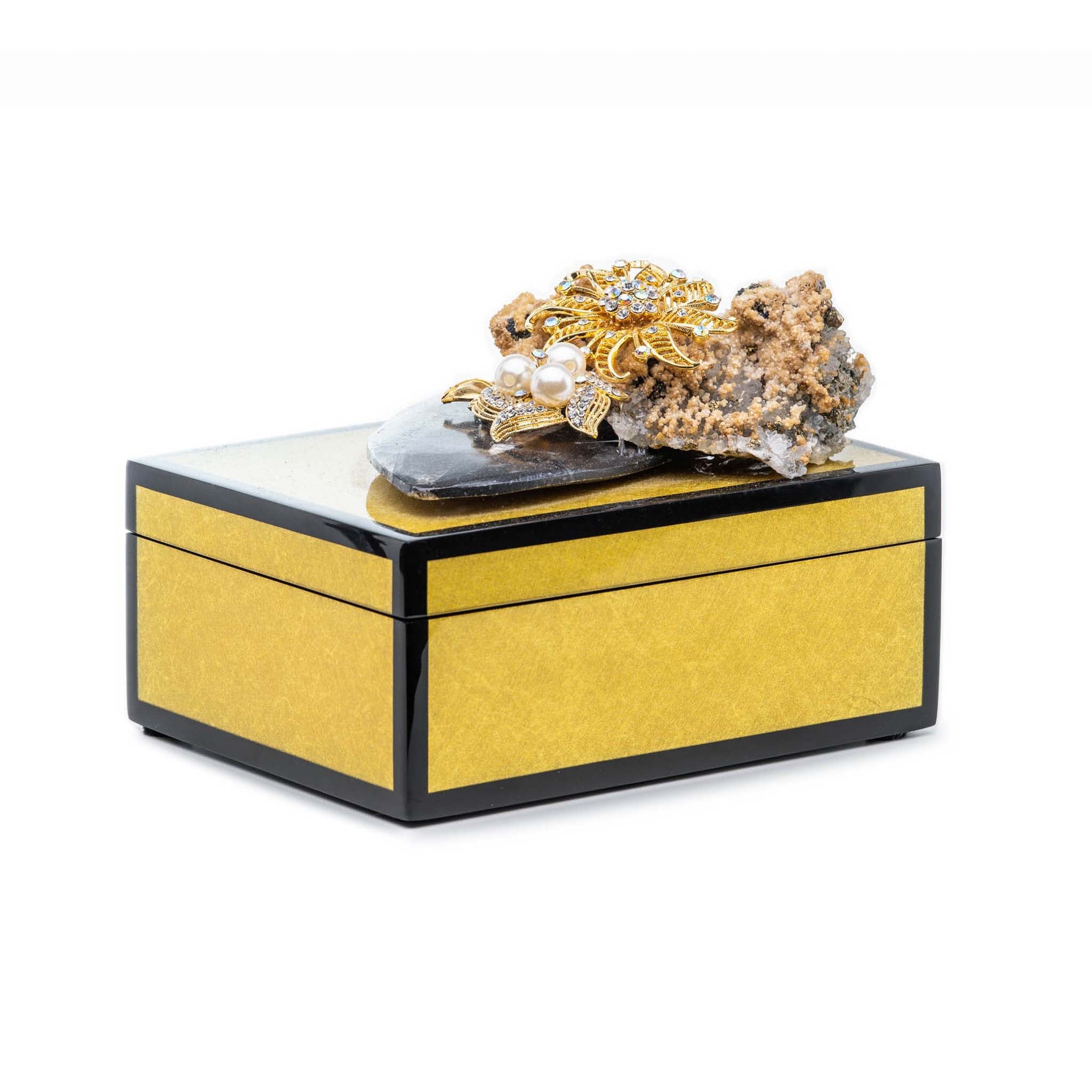 Lacquer Gold Fossil Rock Jewel Box