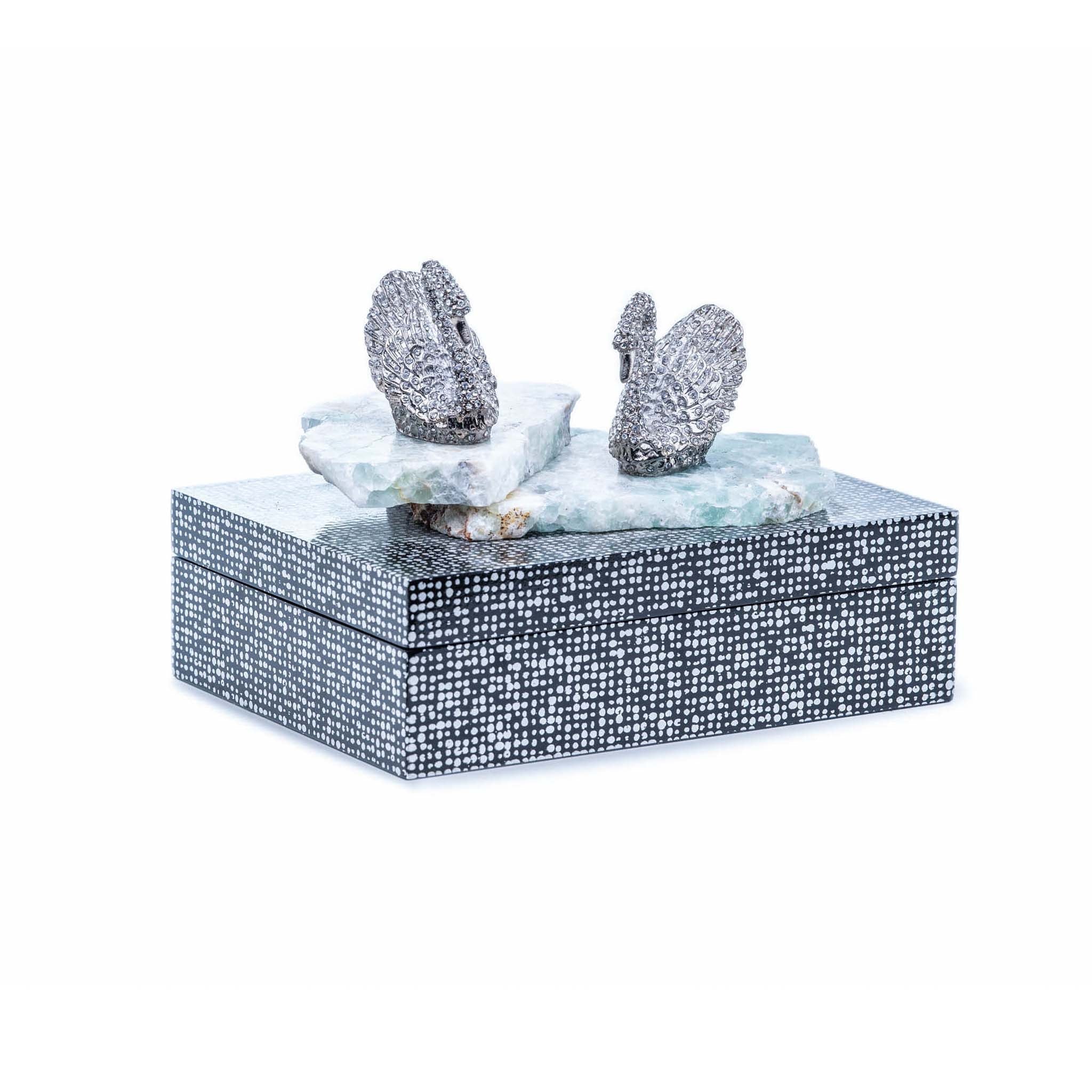 Laquer Box with Mexican Onyx and Jeweled Swan