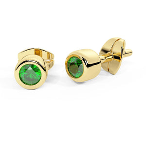 Single Emerald Color Bezel Stud Earring