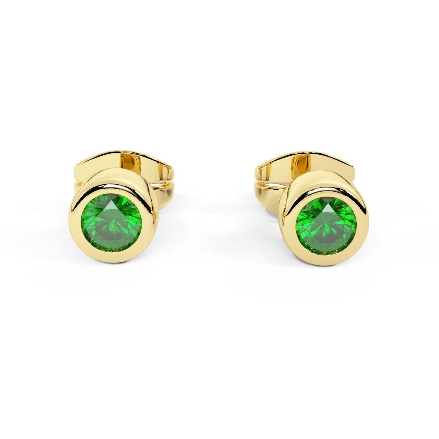 Single Emerald Color Bezel Stud Earring