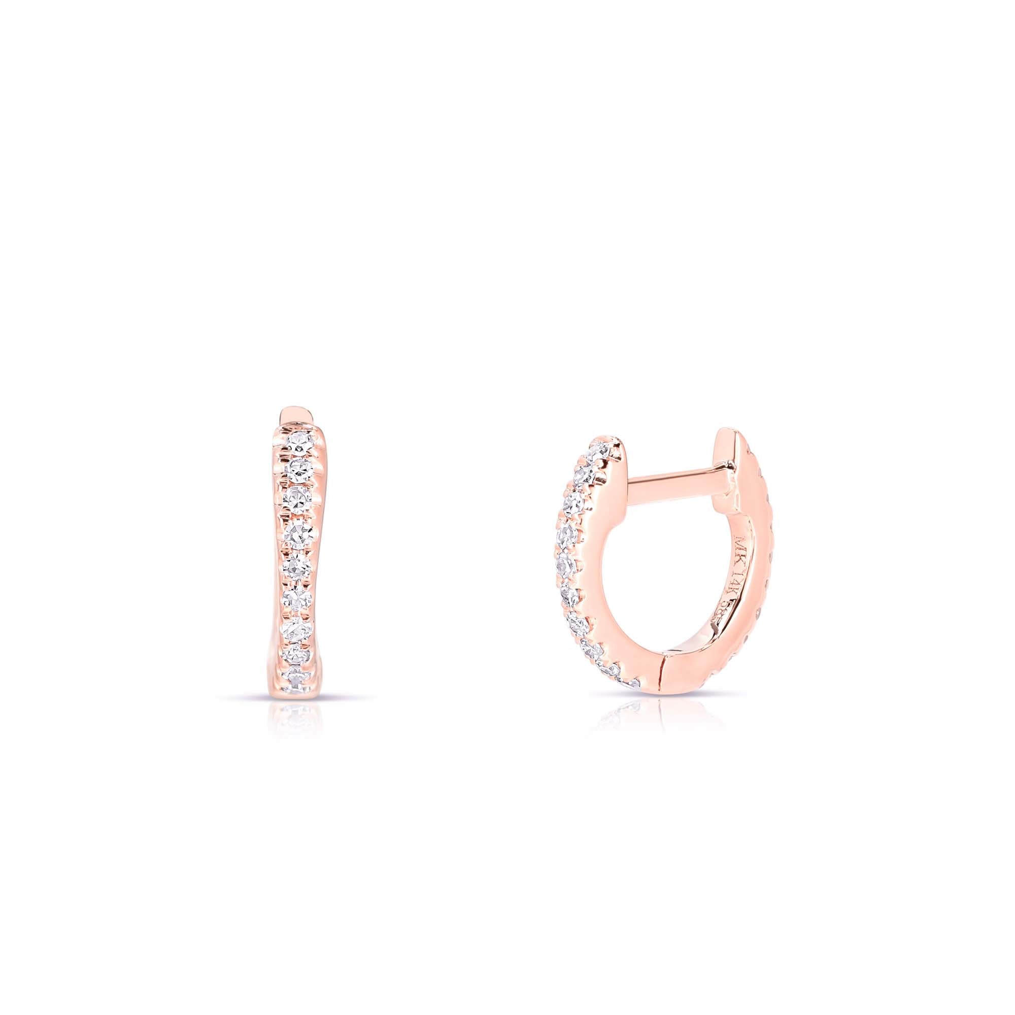 Rose Gold Tiny Diamond Huggie Hoops