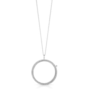 White Gold Reversible Round Diamond Locket