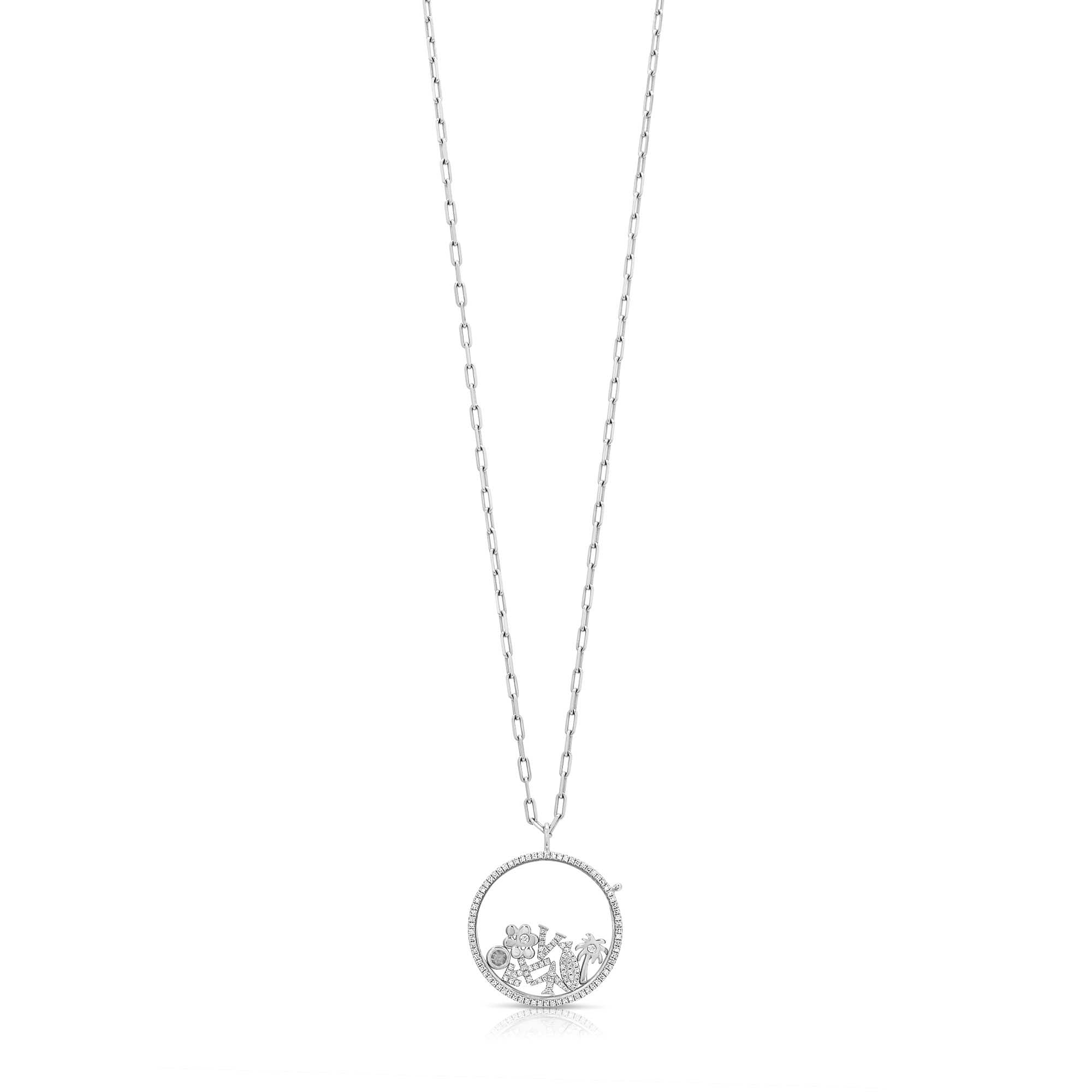 White Gold Reversible Round Diamond Locket