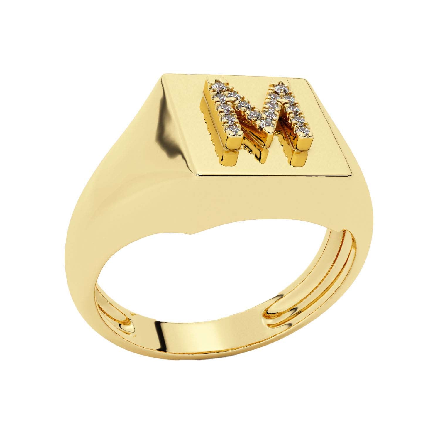 Square Signet Ring With Letter