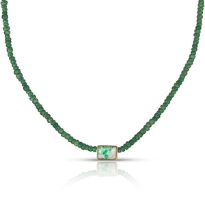 Beaded Jade with Emerald Pendant Necklace 