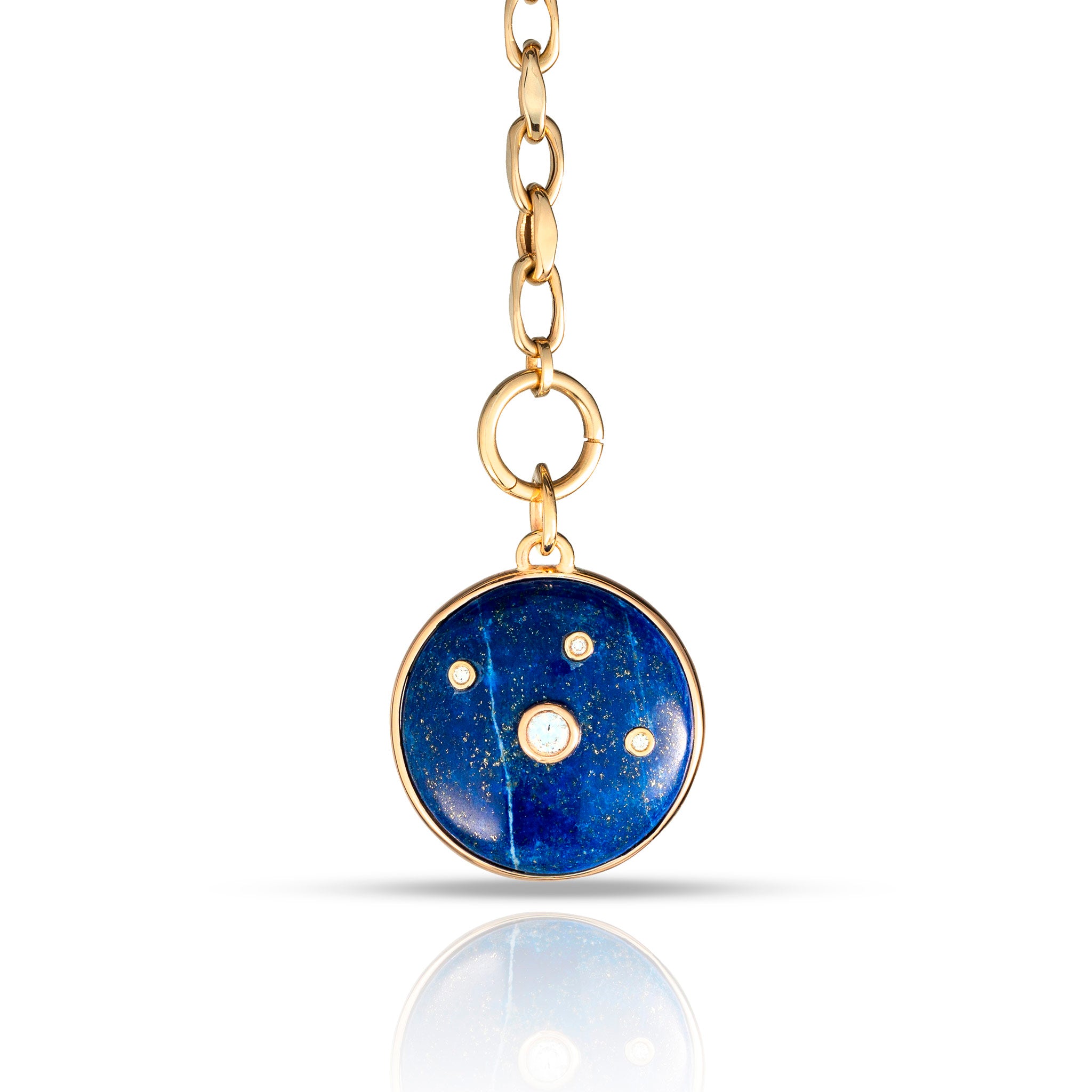 Lapis Necklace with Mother of Pearl Mandala and Diamonds