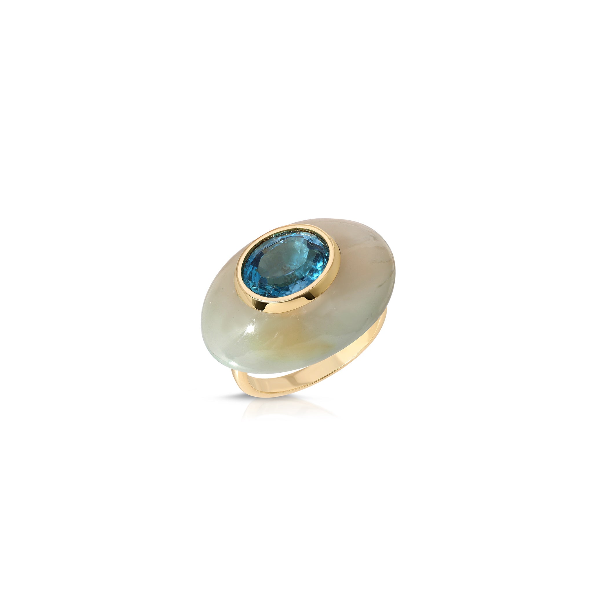 Chalcedony Oval Ring with Blue Topaz