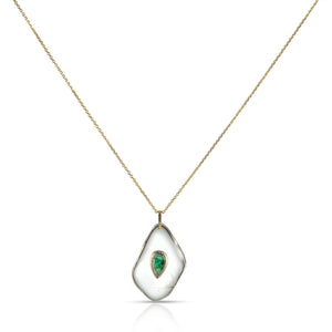 Clear Quartz with Rose Cut Emerald Necklace