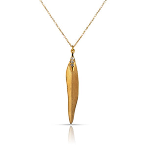 Gold Feather Pave Satin Finish Gold Necklace