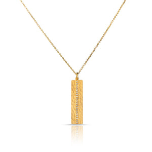 Hammered Pave Satin Gold Necklace