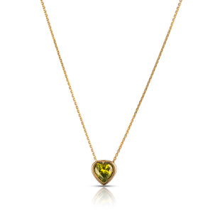 Peridot Heart Necklace Pendant Delicate