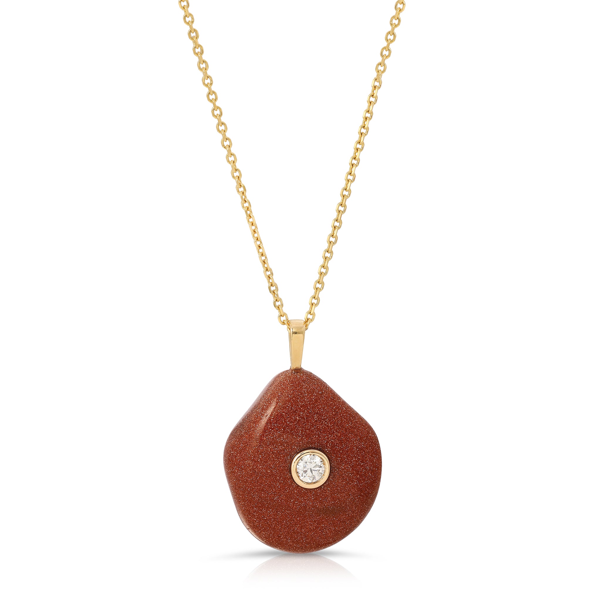 Goldstone Necklace with Bezel Diamond