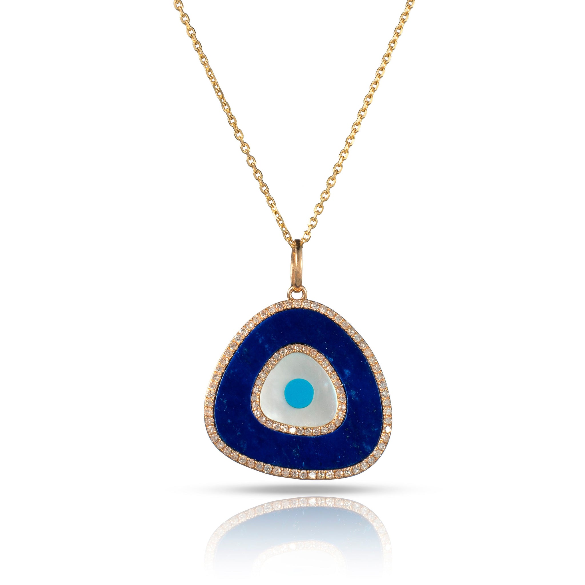 Lapis Necklace with Mother of Pearl and Turquoise Enamel
