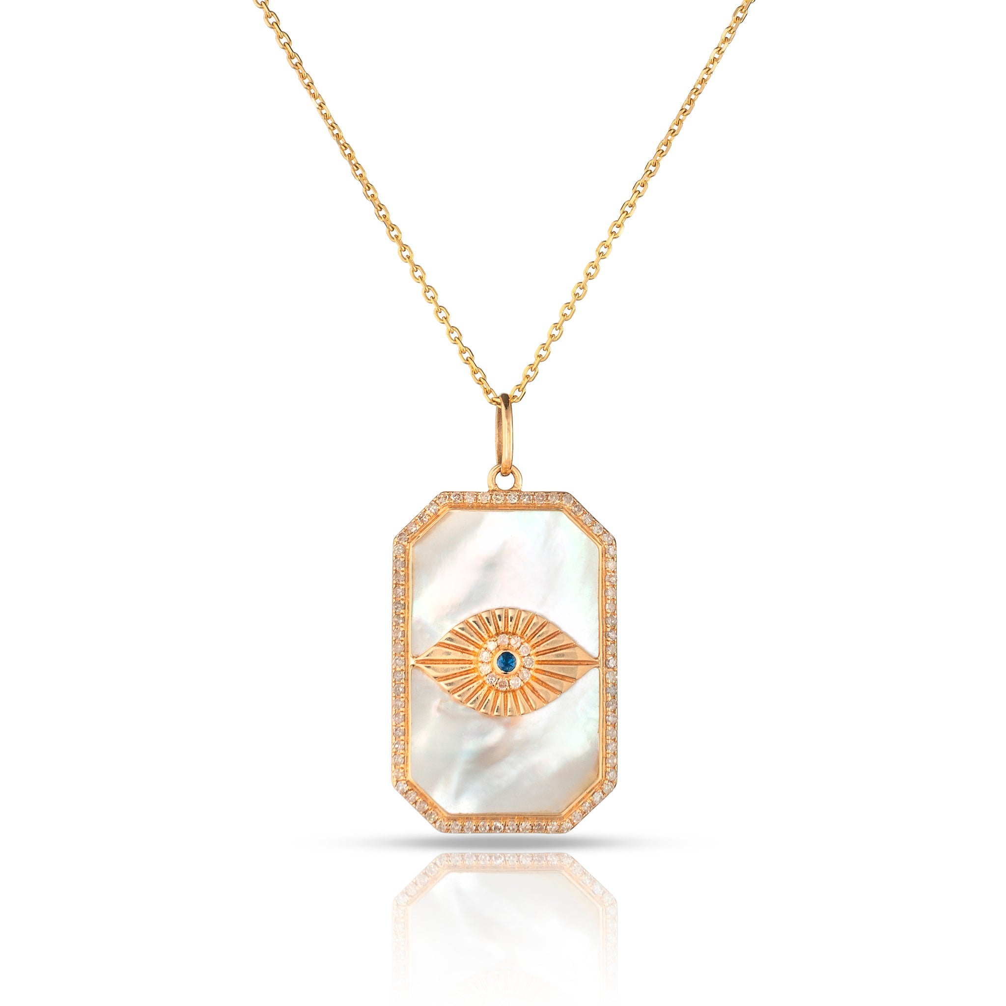 Mother of Pearl Necklace with Evil Eye Sapphire 