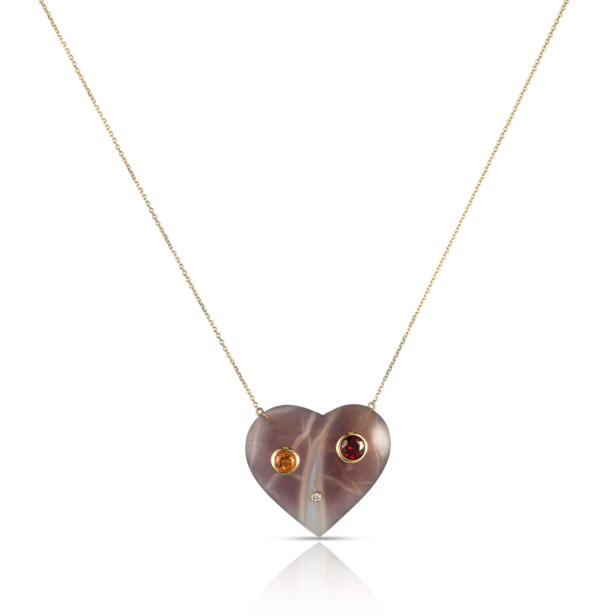 Purple Agate Heart Necklace 